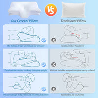 1pc Memory Foam Cervical Pillow, 2 in 1 Ergonomic Contour Orthopedic Pillow for Neck Pain, Contoured Support Pillows,Neck Pillow